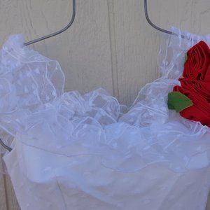 NOS White Lace FULL Southern Belle Angelo Formal Tiered Roses Princess 5/6 Gown